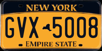 NY license plate GVX5008