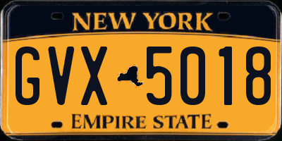 NY license plate GVX5018