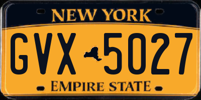 NY license plate GVX5027