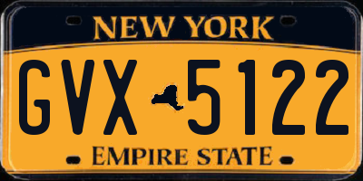 NY license plate GVX5122