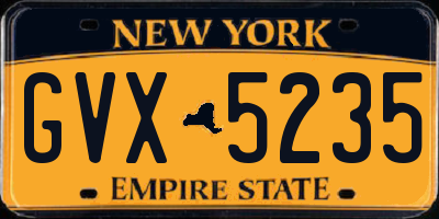 NY license plate GVX5235