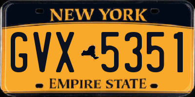 NY license plate GVX5351