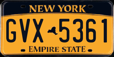 NY license plate GVX5361