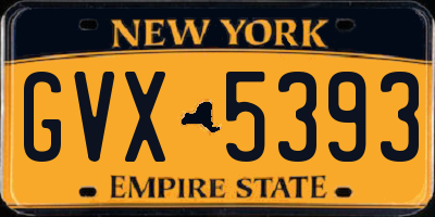 NY license plate GVX5393
