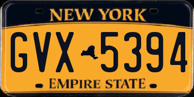 NY license plate GVX5394