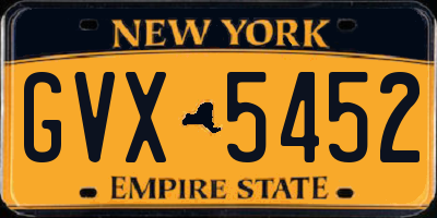 NY license plate GVX5452