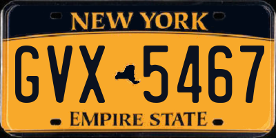 NY license plate GVX5467