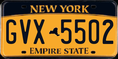NY license plate GVX5502