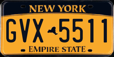 NY license plate GVX5511