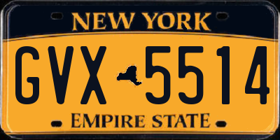 NY license plate GVX5514
