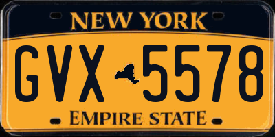 NY license plate GVX5578