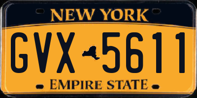 NY license plate GVX5611