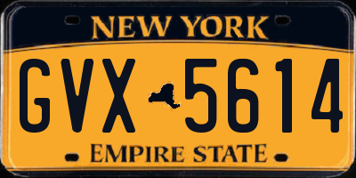 NY license plate GVX5614