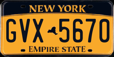 NY license plate GVX5670