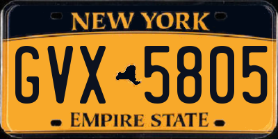 NY license plate GVX5805