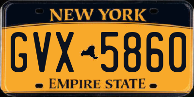 NY license plate GVX5860