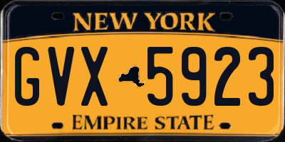 NY license plate GVX5923