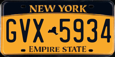 NY license plate GVX5934