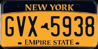 NY license plate GVX5938