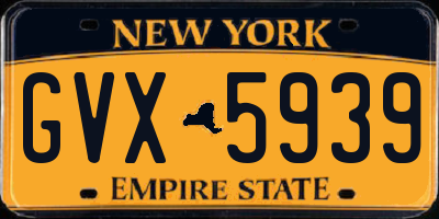 NY license plate GVX5939