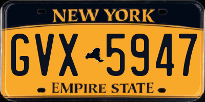 NY license plate GVX5947