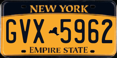 NY license plate GVX5962