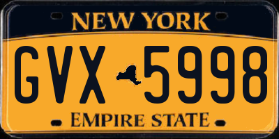 NY license plate GVX5998