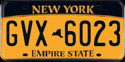 NY license plate GVX6023