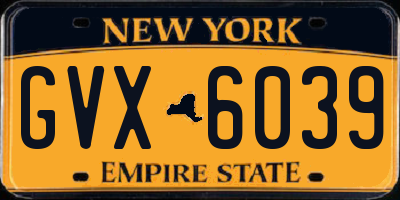 NY license plate GVX6039