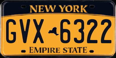 NY license plate GVX6322