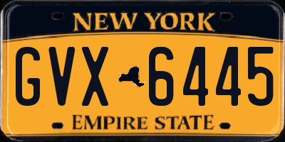 NY license plate GVX6445