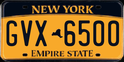 NY license plate GVX6500