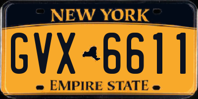 NY license plate GVX6611