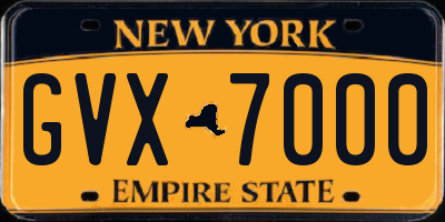 NY license plate GVX7000