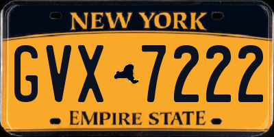 NY license plate GVX7222