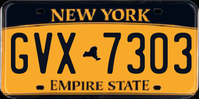 NY license plate GVX7303