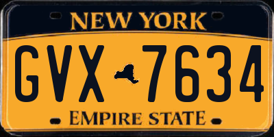 NY license plate GVX7634