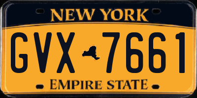 NY license plate GVX7661