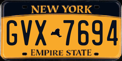 NY license plate GVX7694