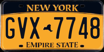 NY license plate GVX7748