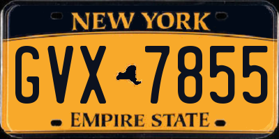 NY license plate GVX7855