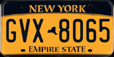 NY license plate GVX8065