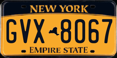 NY license plate GVX8067