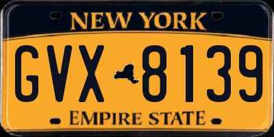 NY license plate GVX8139