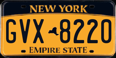 NY license plate GVX8220