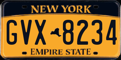 NY license plate GVX8234