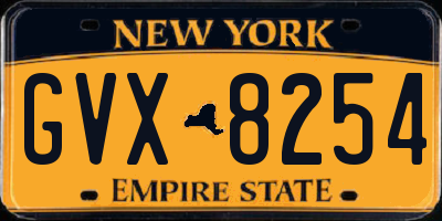 NY license plate GVX8254