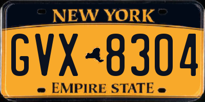 NY license plate GVX8304