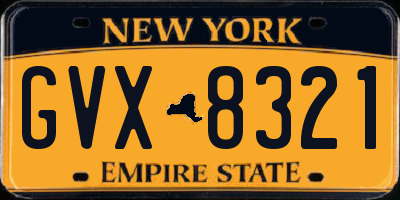 NY license plate GVX8321
