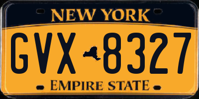 NY license plate GVX8327